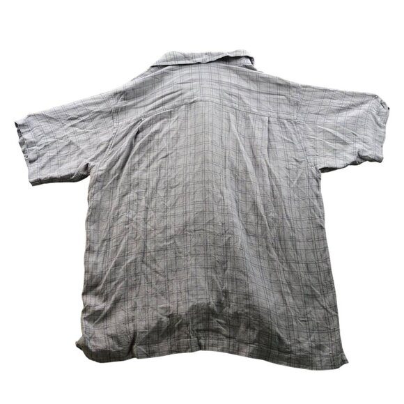 Lord & Taylor Men's Shirt Large Pure 100% Silk Short Sleeve Casual Classic Gray - Picture 2 of 6